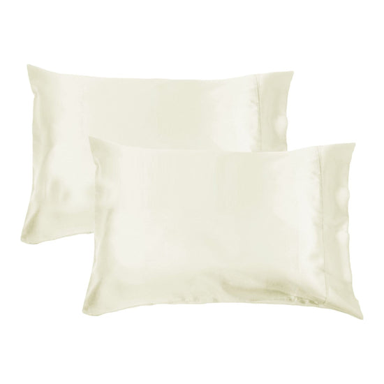 Accessorize 300TC Deluxe Essentials Satin Standard Pillowcases Stone (Ivory)