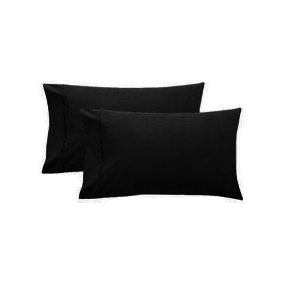 Pair of Pure Cotton 250TC Standard Pillowcases Black