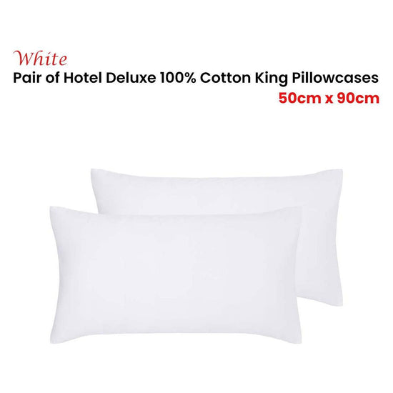 Accessorize Pair of White Hotel Deluxe Cotton King Pillowcases 50cm x 90cm