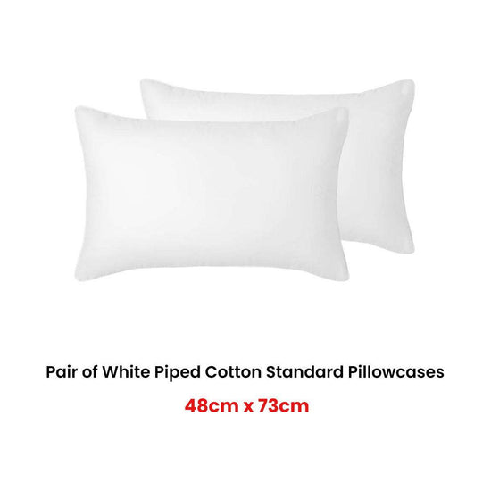 Accessorize Pair of White Piped Hotel Deluxe Cotton Standard Pillowcases