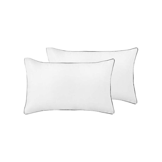 Accessorize Pair of White/Black Piped Hotel Deluxe Cotton Standard Pillowcases