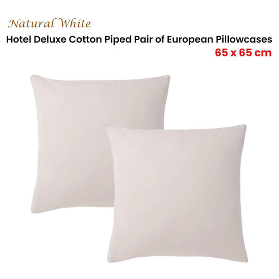 Accessorize Pair of  White/Natural Piped Hotel Deluxe Cotton European Pillowcases