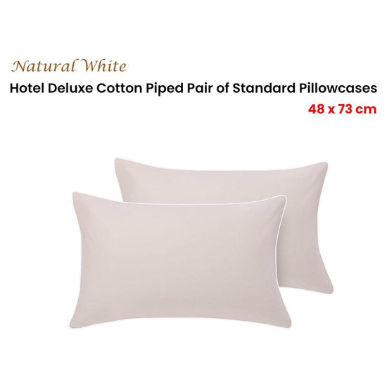 Accessorize Pair of  White/Natural Piped Hotel Deluxe Cotton Standard Pillowcases