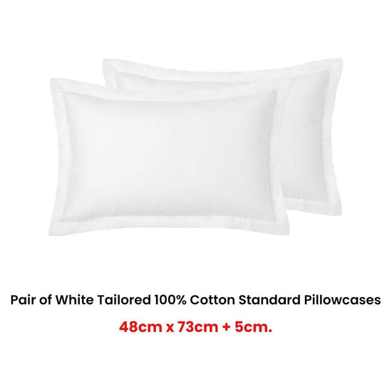 Accessorize Pair of White Tailored Hotel Deluxe Cotton Standard Pillowcases