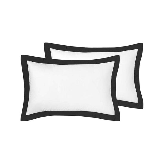 Accessorize Pair of White/Black Tailored Hotel Deluxe Cotton Standard Pillowcases