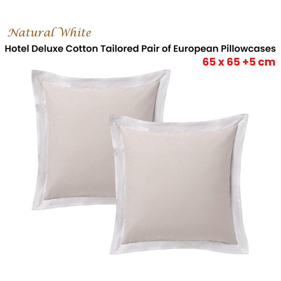 Accessorize Pair of  White/Natural Tailored Hotel Deluxe Cotton European Pillowcases