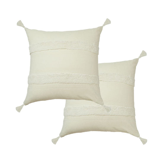 Accessorize Pair of Indra Cotton Tassel European Pillowcases - Off White