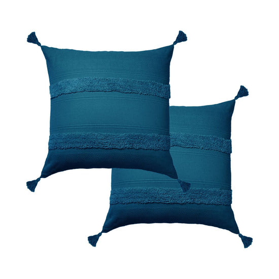 Accessorize Pair of Indra Cotton Tassel European Pillowcases - Teal