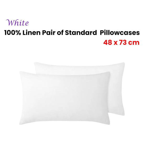 Vintage Design Homewares 100% Linen Pair of Standard Pillowcases White 48 x 73 cm