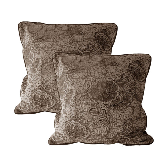 Accessorize Pair of Trudie Lace European Pillowcases Chocolate