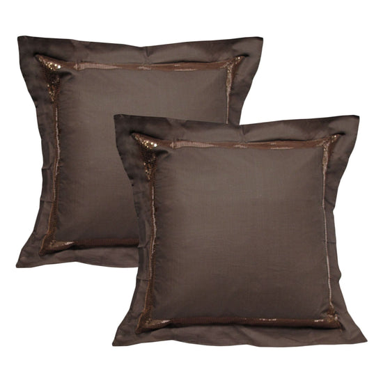 Accessorize Pair of Sequins Chocolate European Pillowcases 65 x 65 cm