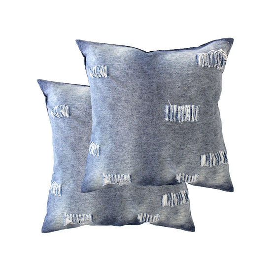 Accessorize Pair of Stonewashed Denim Ripped Linen Cotton European Pillowcases