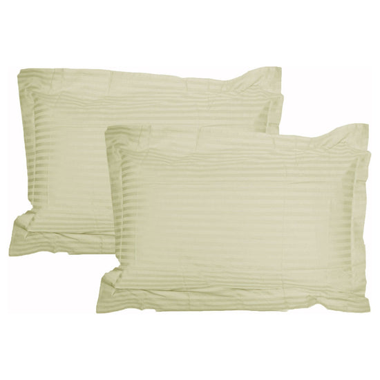 Accessorize 325TC Pair of Stripe Jumbo / Queen Pillowcases Ecru