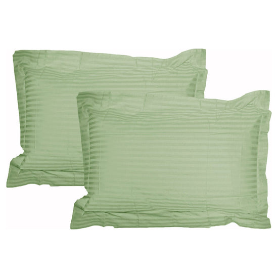 Accessorize 325TC Pair of Stripe Jumbo / Queen Pillowcases Green