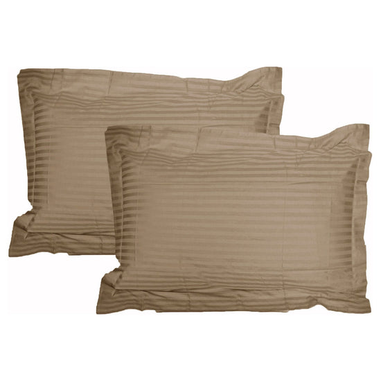 Accessorize 325TC Pair of Stripe Jumbo / Queen Pillowcases Mocha