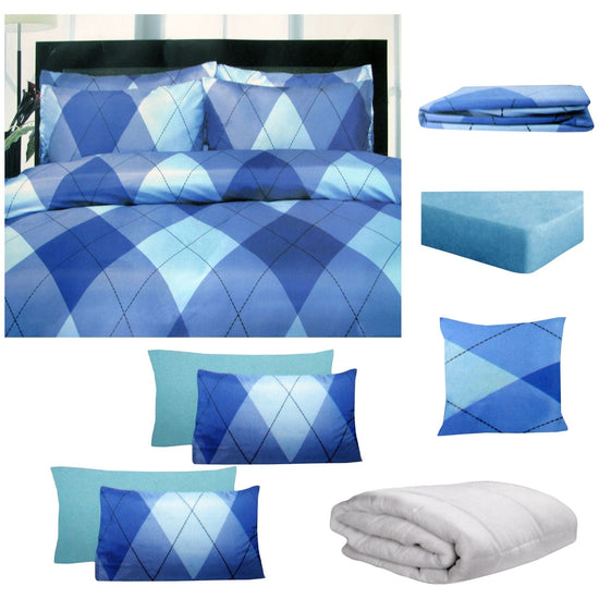 Big Sleep 8 Pce Bed in a Bag Set Argyles Blue King