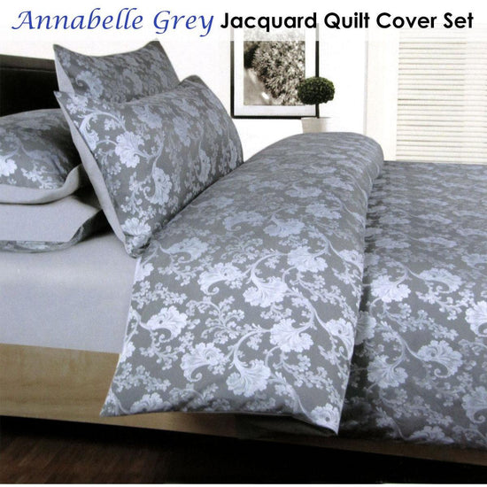 Accessorize Annabelle Grey Jacquard Quilt Cover Set Double