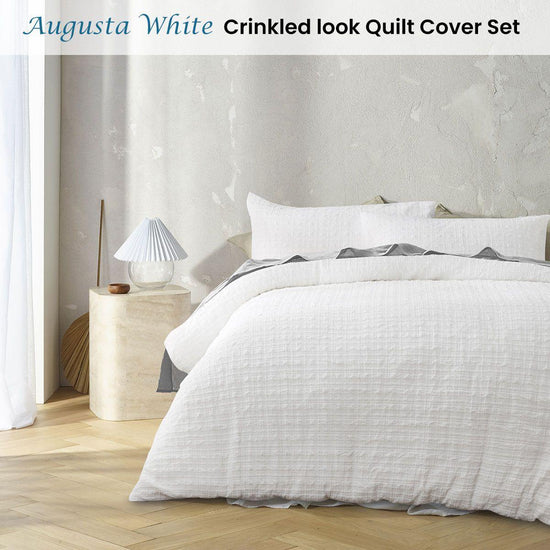Accessorize Augusta White Ruched Quilt Cover Set Queen