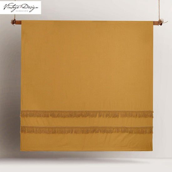 Vintage Design Homewares Boho Ochre Cotton Tassel Quilt Cover Set King