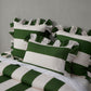Vintage Design Homewares Candy Ruffle Green Striped Washed Cotton Quilt Cover Set Queen