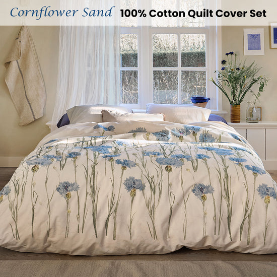 Bedding House Cornflower Sand 100% Cotton Percale Quilt Cover Set King