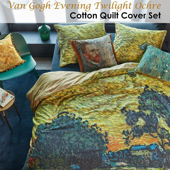 Van Gogh Evening Twilight Ochre Cotton Sateen Quilt Cover Set King