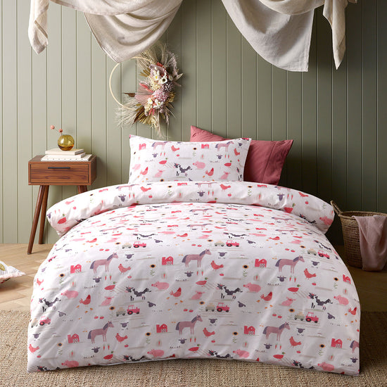 Happy Kids Farmyard Friends Washed Quilt Cover Set Single