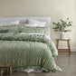 Vintage Design Homewares Haven Sage Washed Cotton Ruched Quilt Cover Set King