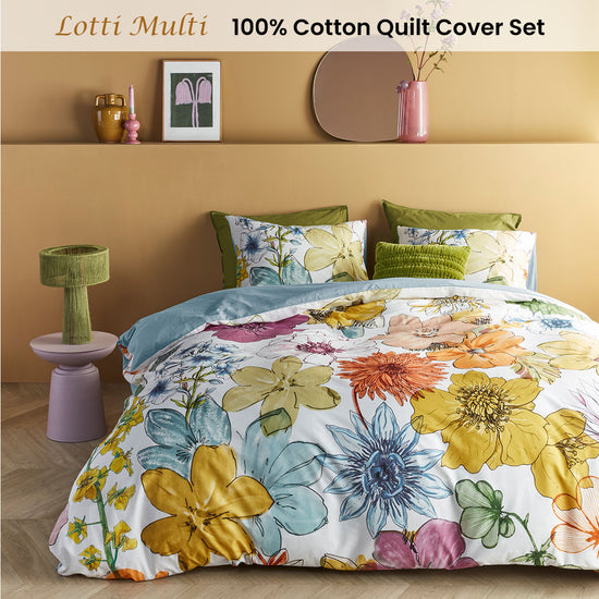 Bedding House Lotti Multi Cotton Floral Quilt Cover Set King