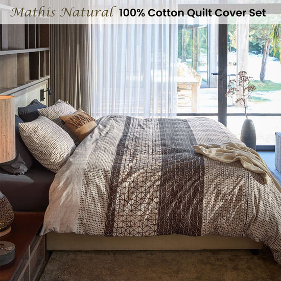 Bedding House Mathis Natural Cotton Quilt Cover Set Queen