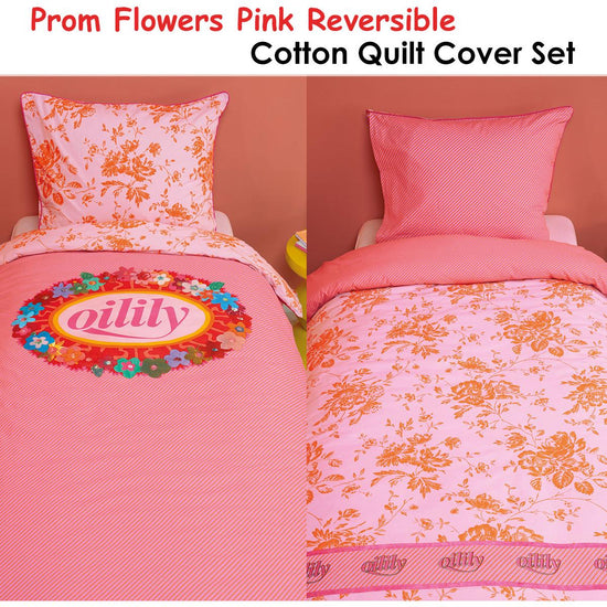 Oilily Prom Flowers Pink Cotton Quilt Cover Set Single