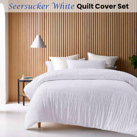 Accessorize Seersucker White Quilt Cover Set Double