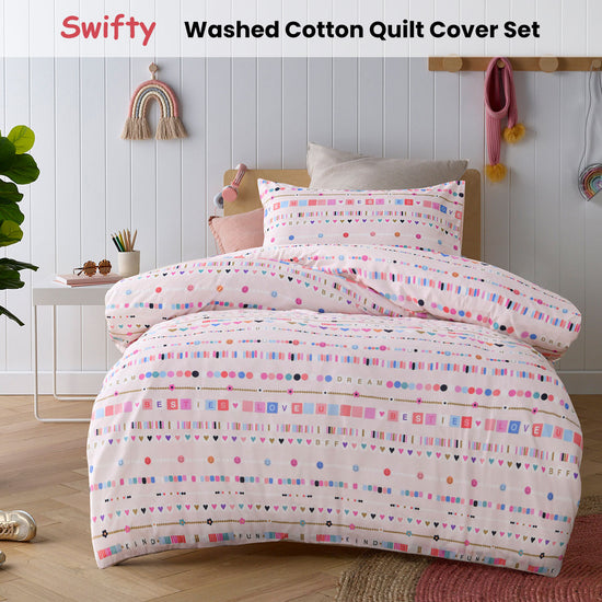 Happy Kids Swifty Washed Quilt Cover Set Single