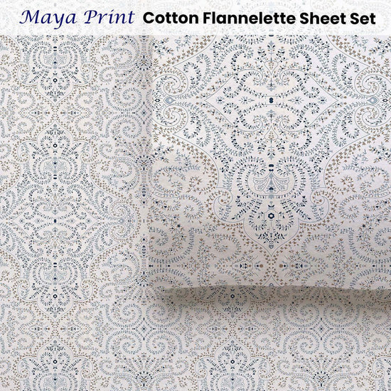 Accessorize Cotton Flannelette Sheet Set 40cm Wall Maya Print King