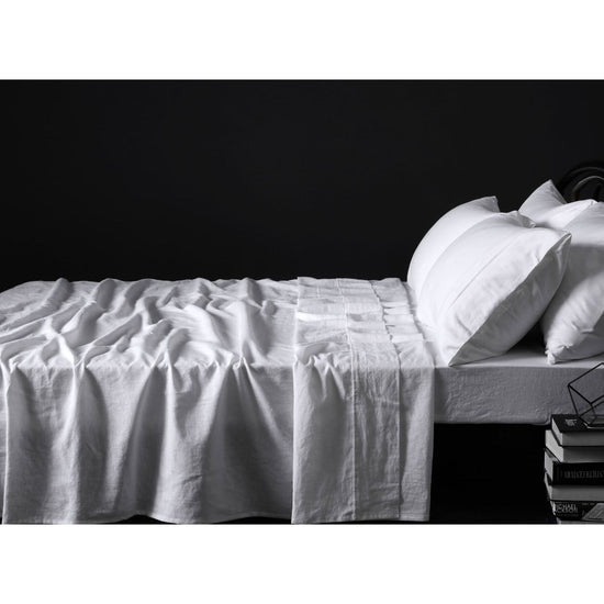 Vintage Design Homewares 100% Linen White Sheet Set QUEEN