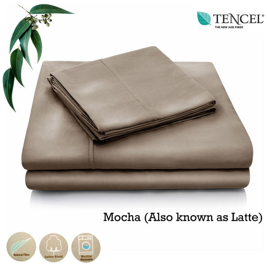 Accessorize Tencel Cotton Blend Sheet Set Mocha (Also Known as Latte) Single