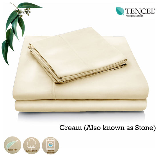 Accessorize Tencel Cotton Blend Sheet Set Cream (Also Known as Stone) Single