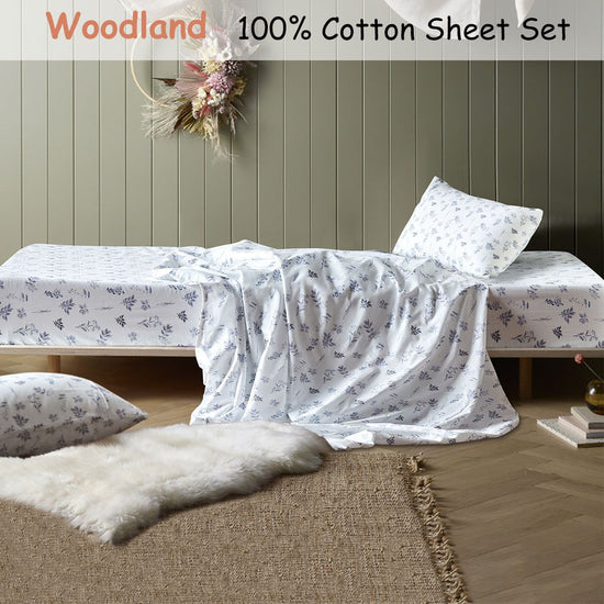 Happy Kids Woodland White Cotton Sheet Set King Single