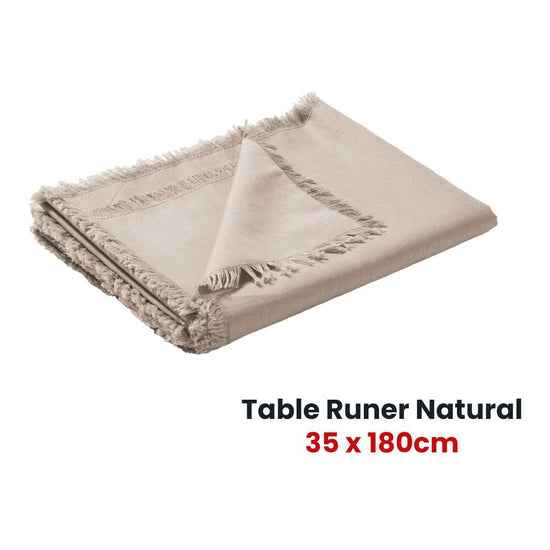 Vintage Design Homewares Gypsy Natural Washed Linen Cotton Table Runner 35 x 180cm