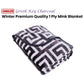 Bloomington 800GSM Greek Key Charcoal Winter Premium Quality 1 Ply Mink Blanket King