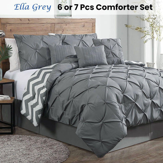 J Elliot Home 6 Pcs Ella Grey Comforter Set Single