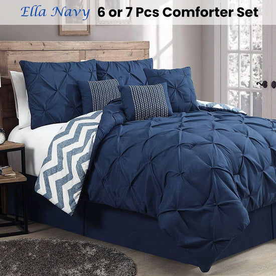 J Elliot Home 6 Pcs Ella Navy Comforter Set Single