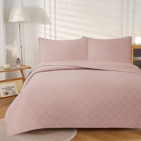 Jane Barrington Morris Blush Ultrasonic Embossed Lightly Quilted Reversible Coverlet Set King