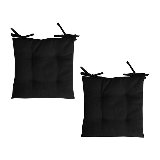 Set of 2 Outdoor Polyester Solid Chair Pads 40 x 40cm Black