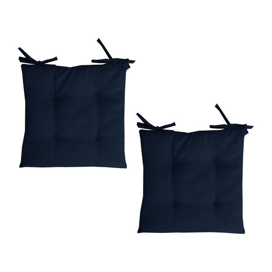 Set of 2 Outdoor Polyester Solid Chair Pads 40 x 40cm Navy Blue