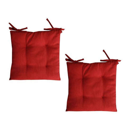 Set of 2 Outdoor Polyester Solid Chair Pads 40 x 40cm Red