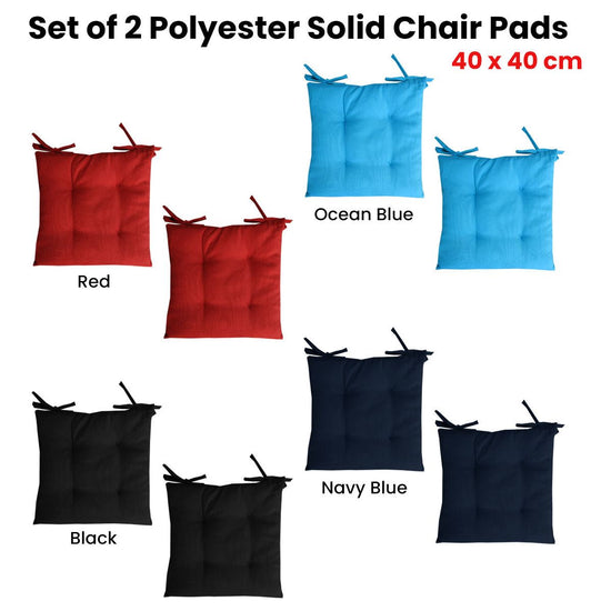 Set of 2 Outdoor Polyester Solid Chair Pads 40 x 40cm Red