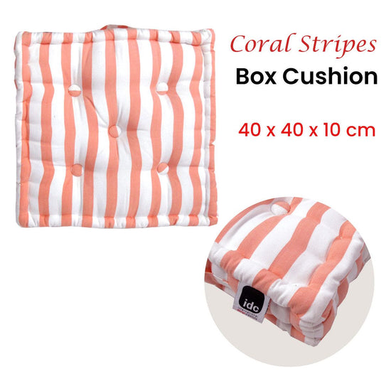 IDC Homewares Coral Stripes Box Cushion 40 x 40 x 10 cm