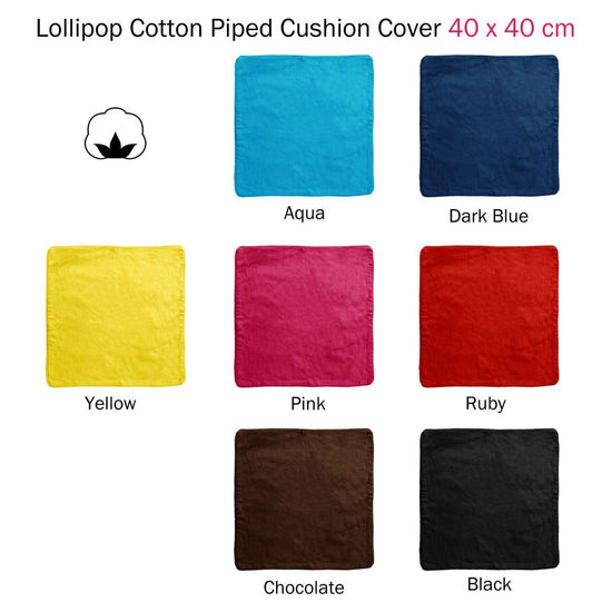 Lollipop Cotton Piped Square Cushion Cover 40 x 40 cm Ruby