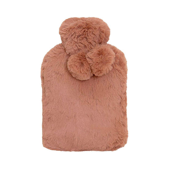 J.Elliot Home Amara Hot Water Bottle with Super Plush Faux Fur Cover Clay Pink